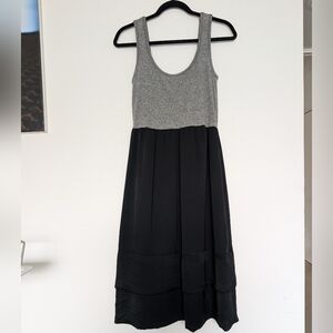 Casual Two-Tone Tank Midi Dress -ray & Black